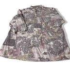 Vintage men purple printed silk 80s / 90s patterned shirt in XL| L34 W22|SKU 5503