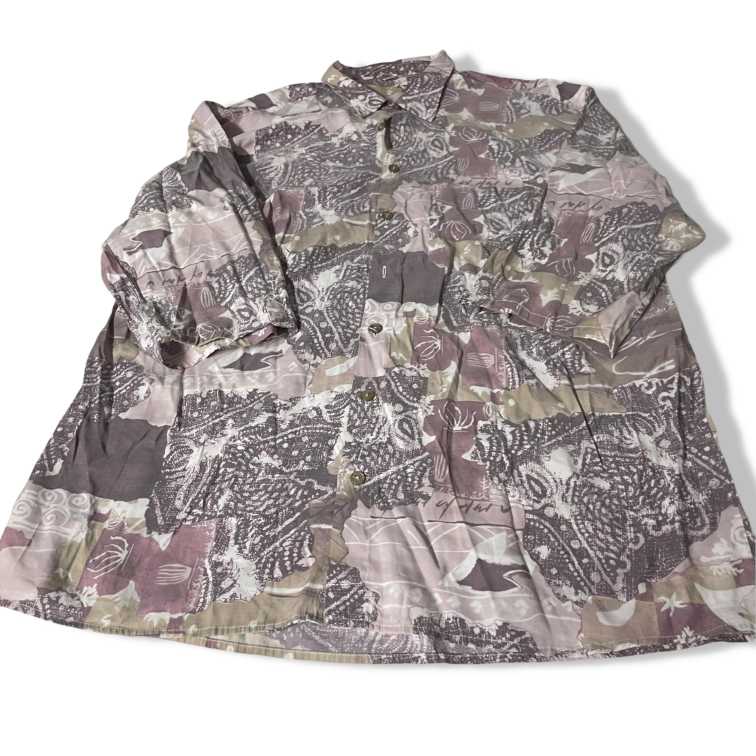 Vintage men purple printed silk 80s / 90s patterned shirt in XL| L34 W22|SKU 5503