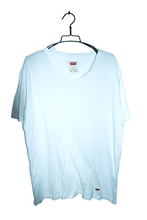 Vintage men's Levi's white V-neck plain tees in L|L30 W23|SKU 6572