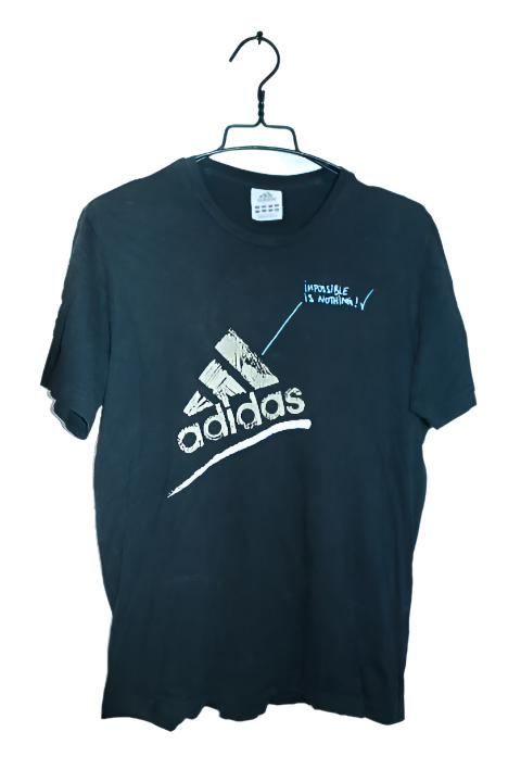 Vintage men's black Adidas graphics short sleeve tees in M|L 27 W21|SKU 6557