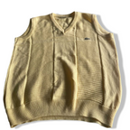 Vintage men yellow lacoste chemise V-neck sleeveless sweater in 2XL| L29 W23|SKU 5608