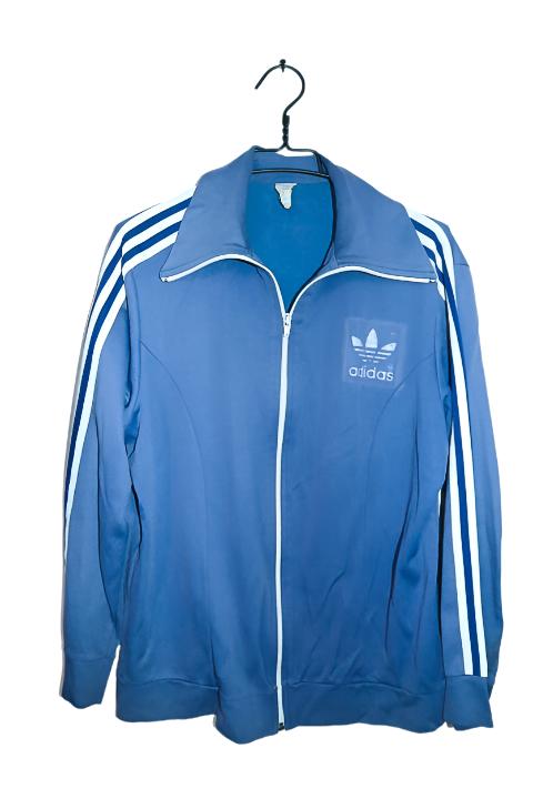 Vintage unisex Adidas football training blue track top in L|L30 W21|SKU 6685