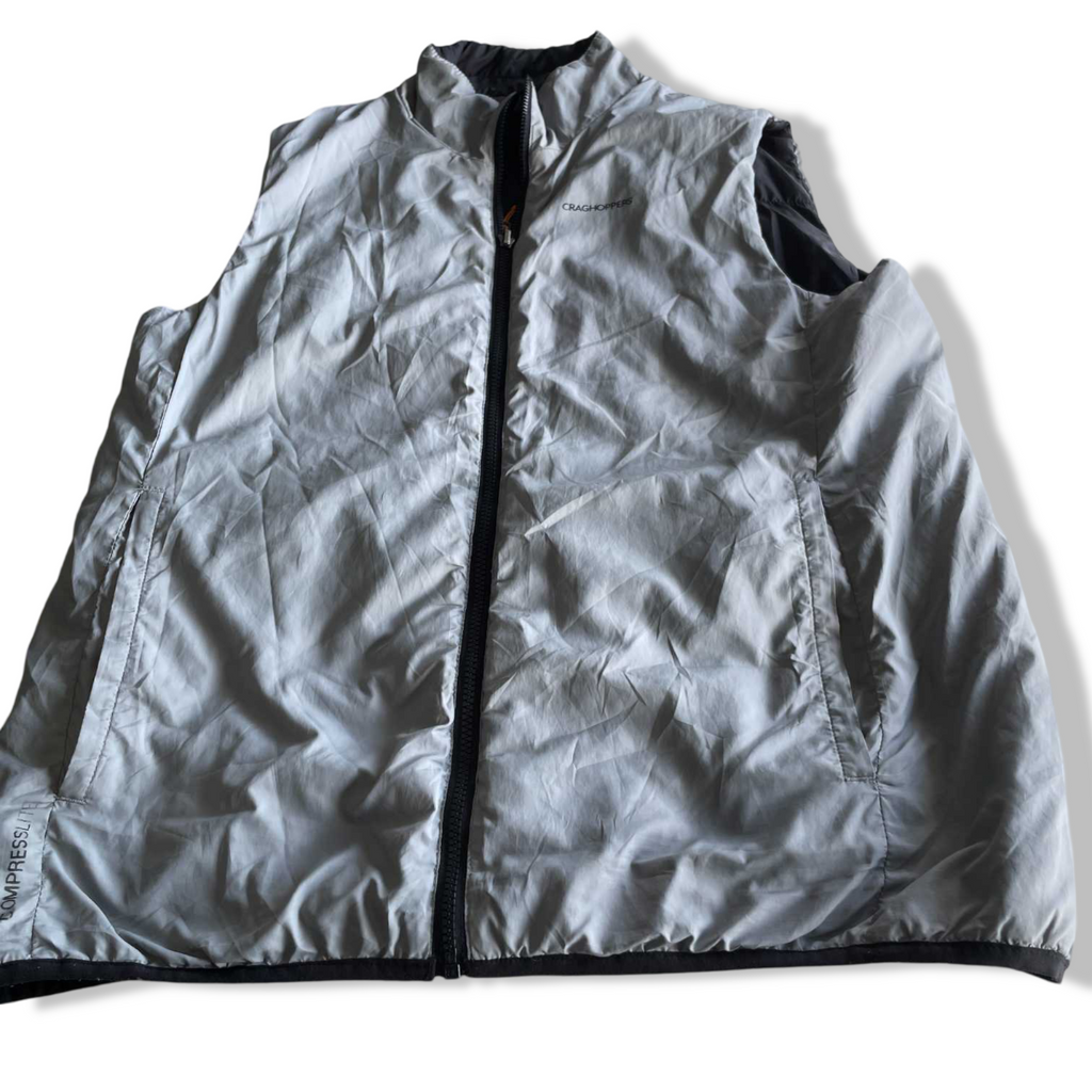 Vintage unisex Craghoppers grey black reversible sleeveless full zip jacket in L|L31 W25|SKU 5675