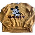 Vintage unisex Disney Mickey mouse graphics yellow crew neck sweatshirt in XS|L25 W18|SKU 5579