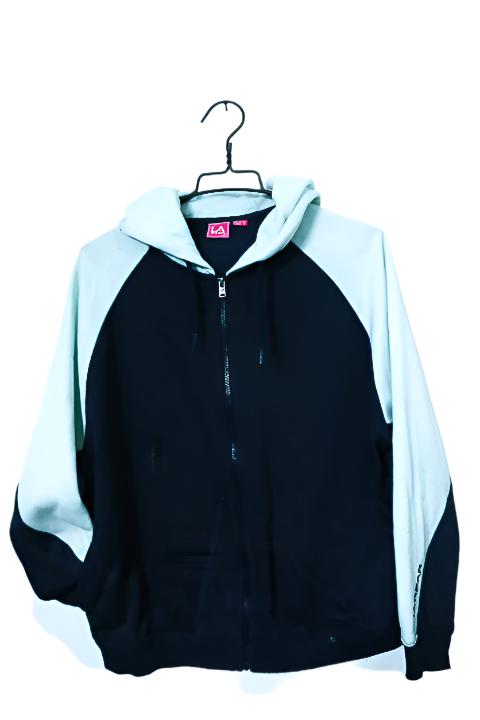Vintage unisex LA Gear black & white colorblock full zip hoodie UK 12|L26 W23|SKU 6675