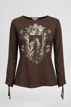 Vintage women AZ Malhas brown basic long sleeve graphic tees in M|L26 W19|SKU 6688