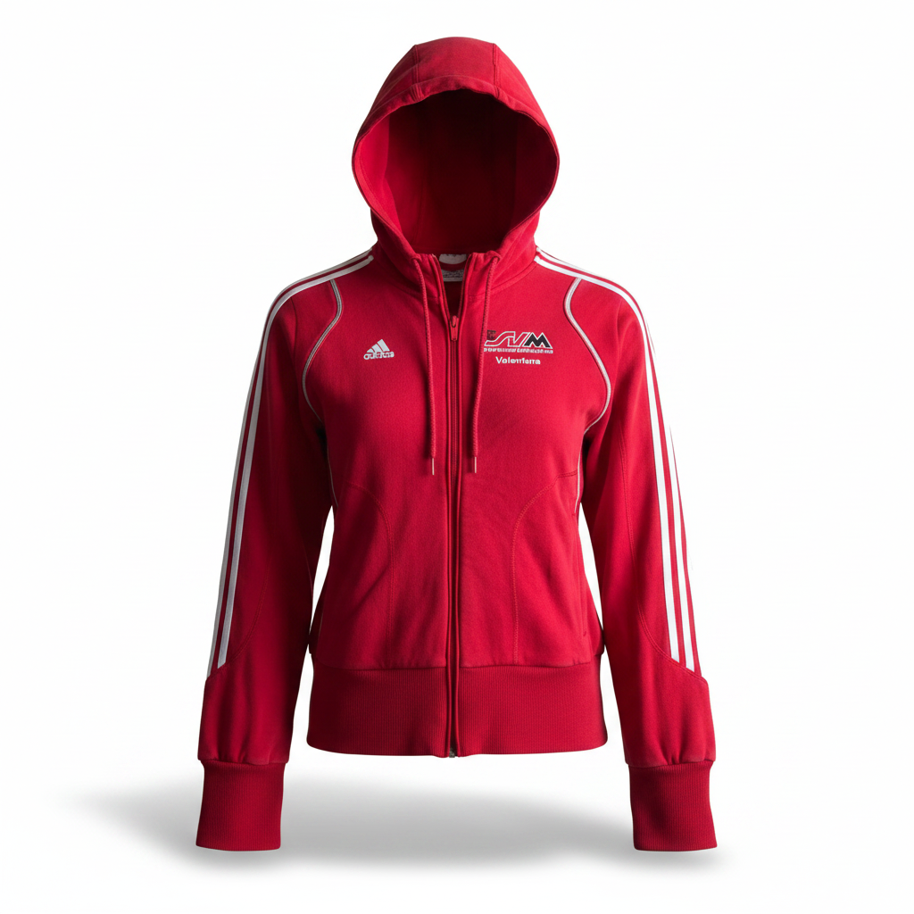 Vintage women Adidas 90's retro red full zip graphics hoodie in M|L24 W18|SKU 5657