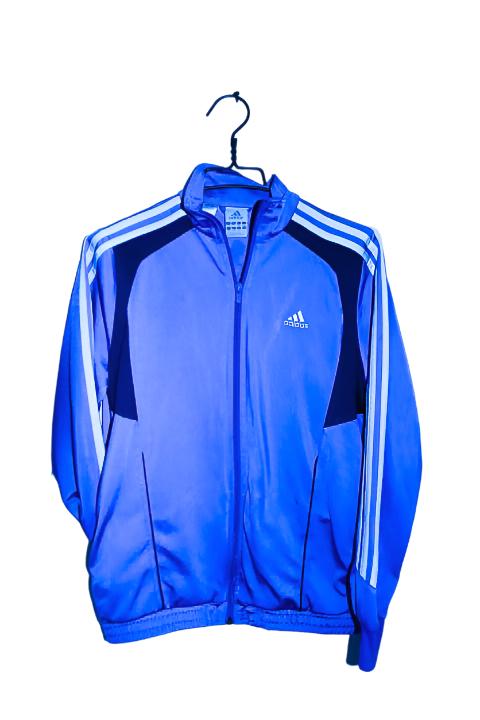 Vintage women Adidas blue training 3-stripe zipper jacket in M|L27 W19|SKU 6683