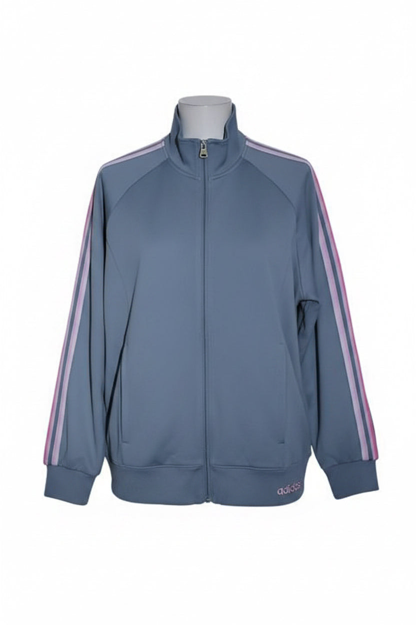 Vintage women Adidas full zip grey track jacket in M|L28 W20|SKU 6691