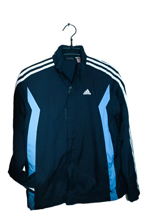 Vintage women Adidas navy fleece zipper high neck polyester track top L/M|L29 W19|SKU 6679