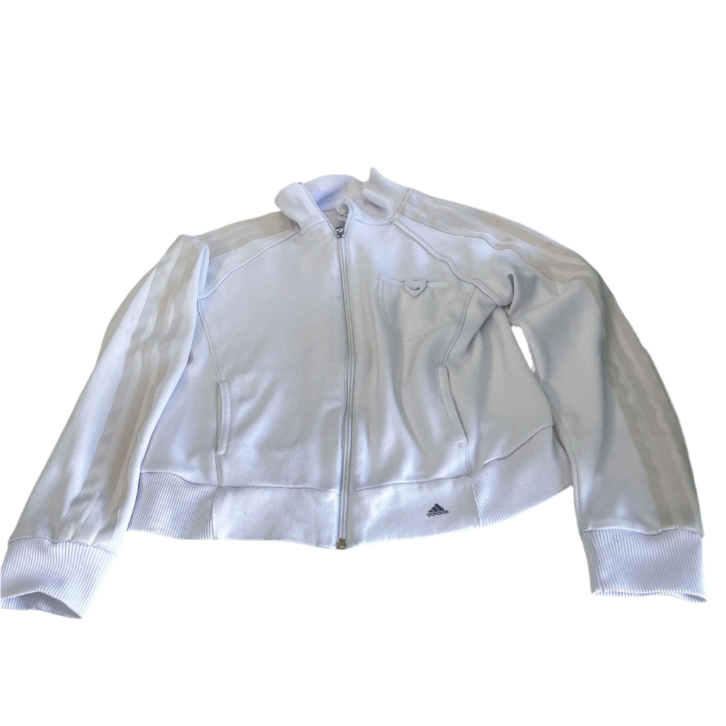 Vintage women Adidas white full zip track jacket UK 12|L22 W15|SKU 6410