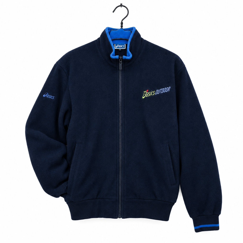 Vintage women Asics navy fleece full zip high neck jacket XS/S|L25 W20|SKU 6690