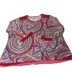 Vintage women Avalon collection red beaded abstract pattern top size 16|L24W21|SKU 6477