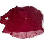 Vintage women Bassini Y2k Red Sheer Top with sequins details  Size L/xl|L23 W18| SKU 5500