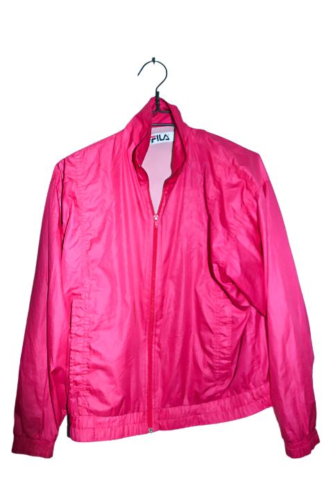 Vintage women Fila pink waterproof nylon polyester zipper windbreaker jacket|L27W21|SKU 6676