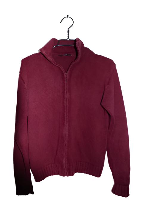 Vintage women Freeport maroon red mock neck full zip knitted sweater L|L26W19|SKU 6697