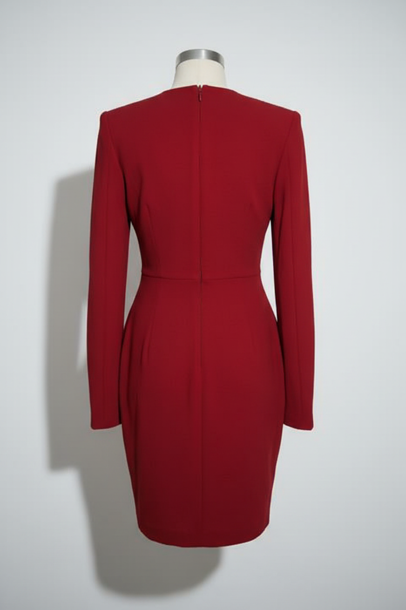 Vintage women French Connection red sequin V-neck kneelength dress UK 10|L33 W13|SKU 6620