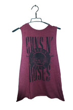 Vintage women Guns & roses graphics burgundy tank top UK 10|L21 W18|SKU 6597