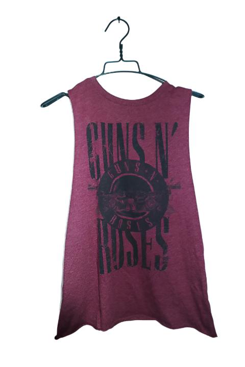 Vintage women Guns & roses graphics burgundy tank top UK 10|L21 W18|SKU 6597