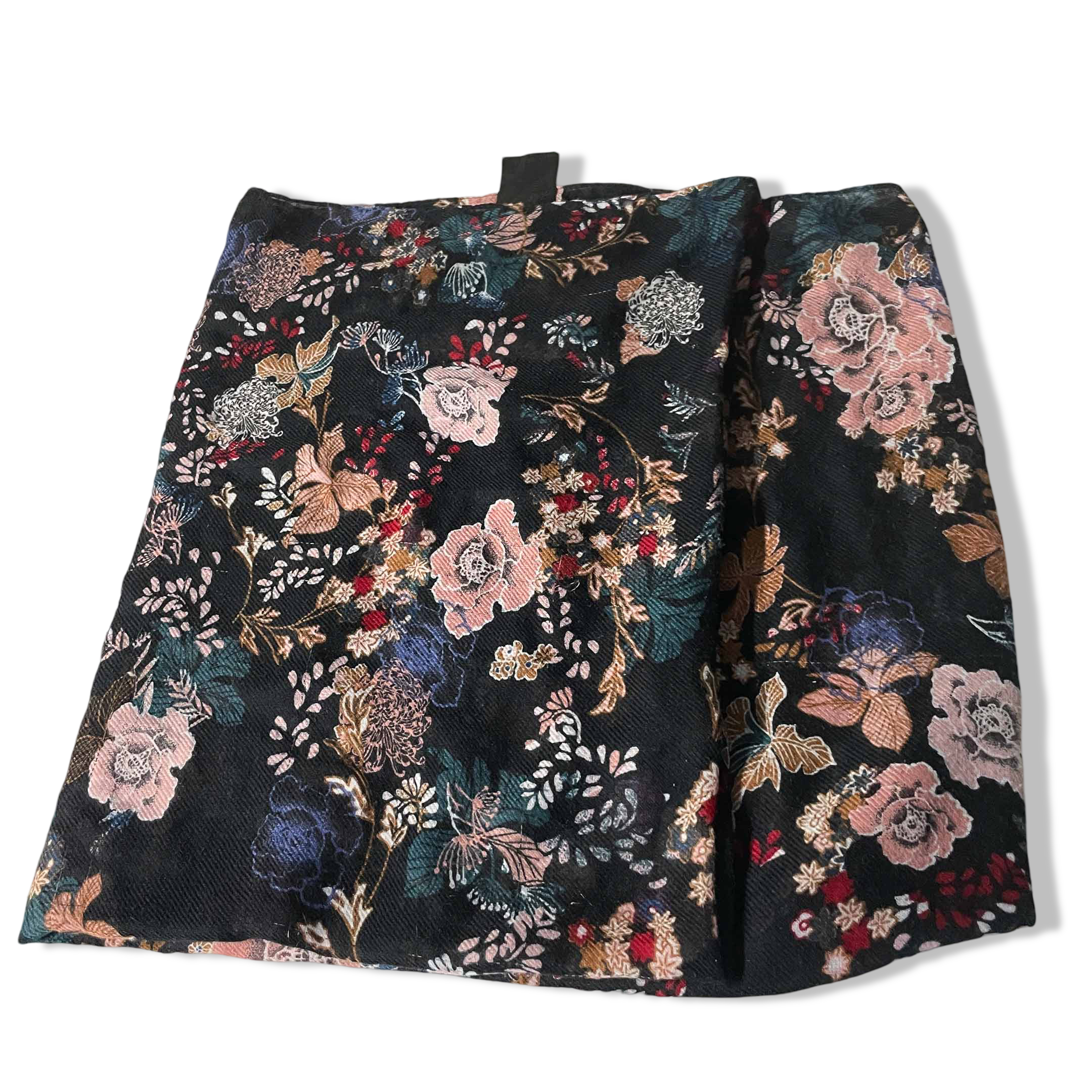 Vintage women H&M black multi floral print scarf|L34 W28|SKU 6333