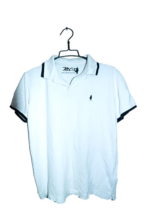 Vintage women MCS Limited edition collection plain white short sleeve polo in M|L26 W20|SKU 6584