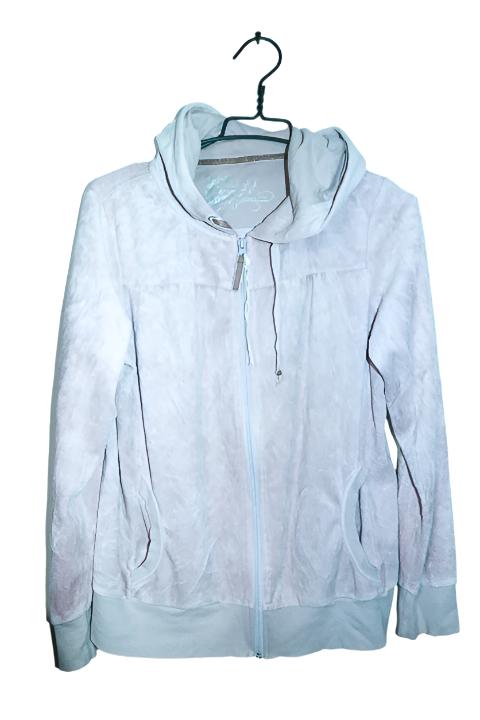 Vintage women Mark & Spencers cream velour full zip hoodie UK18|L27 W20|SKU 6671