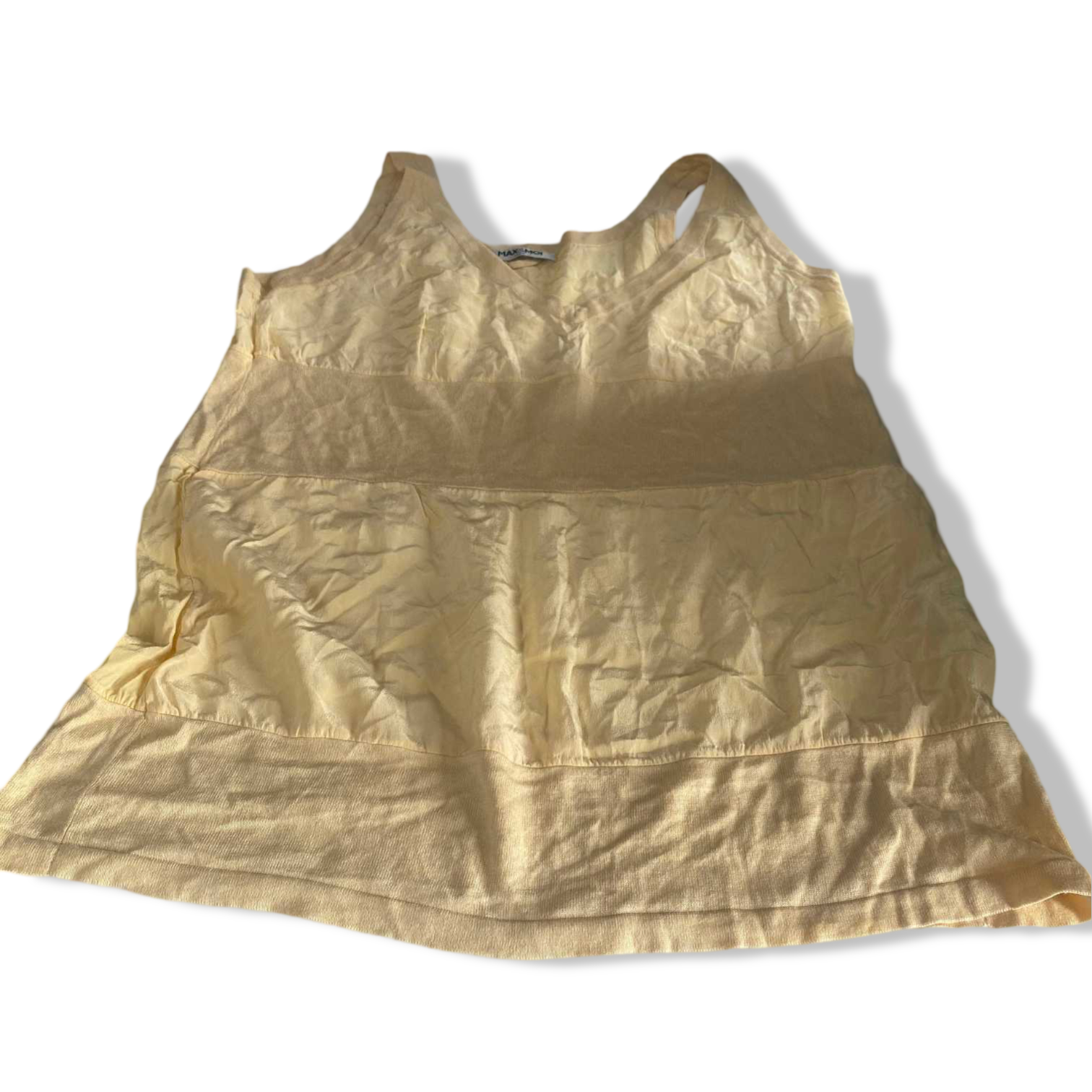 Vintage women Max & Moi Paris yellow midi sleeveless dress in XL|L25 W17.5|SKU 6301