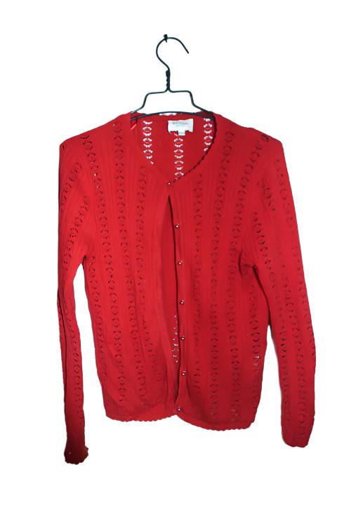 Vintage women Nathael red knitted button up cardigan S/M|L24 W17|SKU 6643