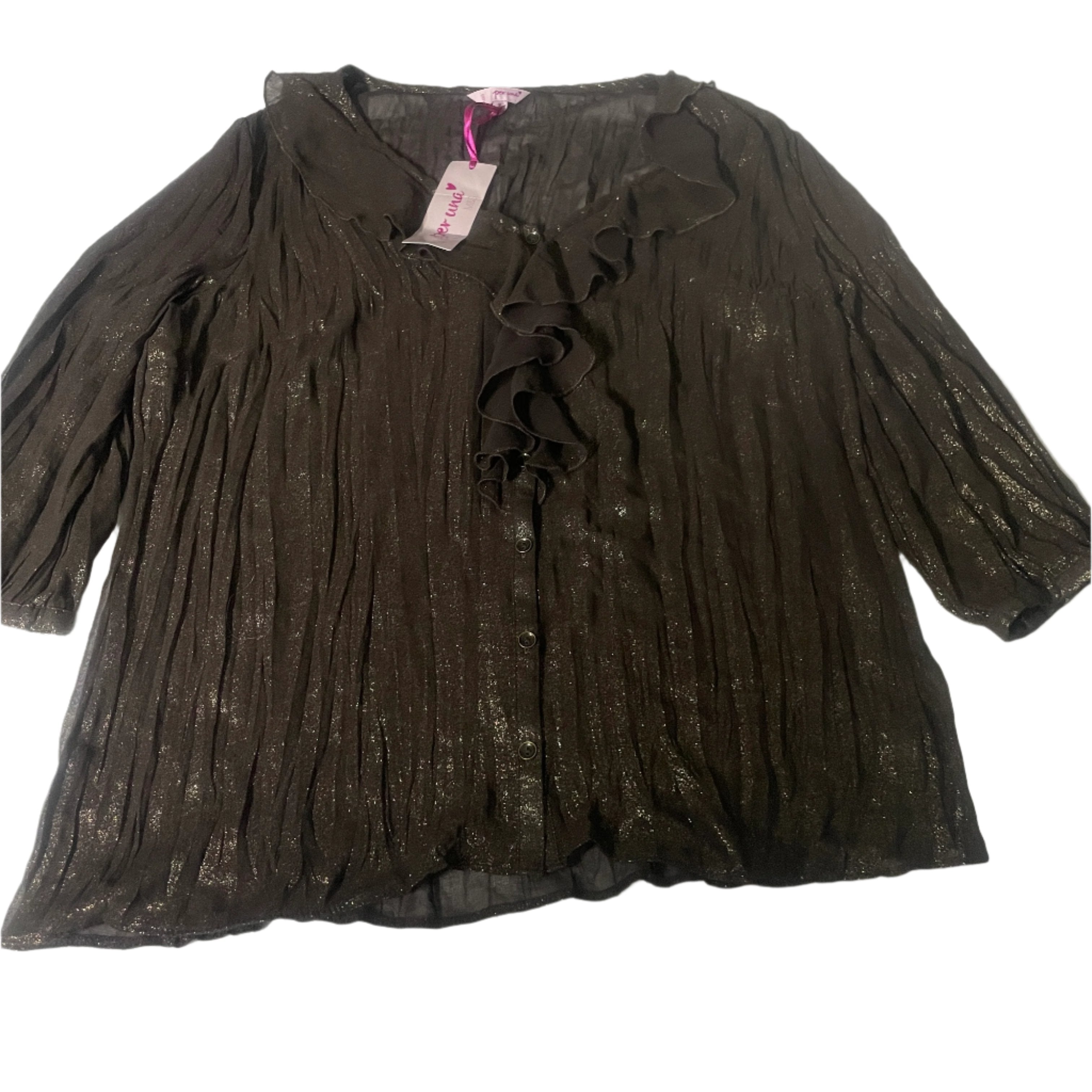 Vintage women Per una ruffle shinny casual brown blouse UK 14|L26 W18|SKU 6513