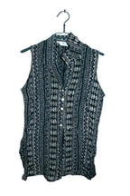 Vintage women Prima collection black stripe sleeveless viscose top size 14|SKU 6544