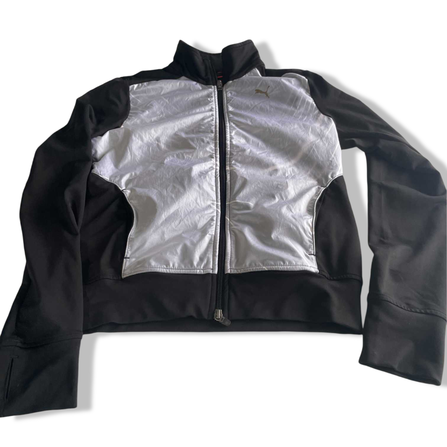 Vintage women Puma white & black colorblock full zip track jacket in XS|L24 W17|SKU 5720