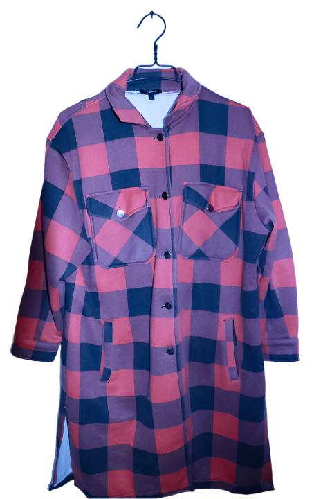 Vintage women Rising pink & purple check double pocket button shirt jacket L|L40W22|SKU 6722