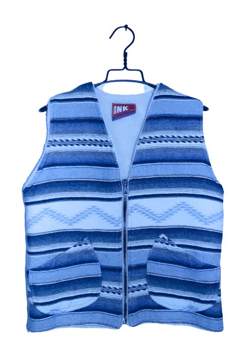 Vintage women The Ink Multi abstract stripe V-neck zipper sleeveless jacket XL|L24 W20|SKU 6729