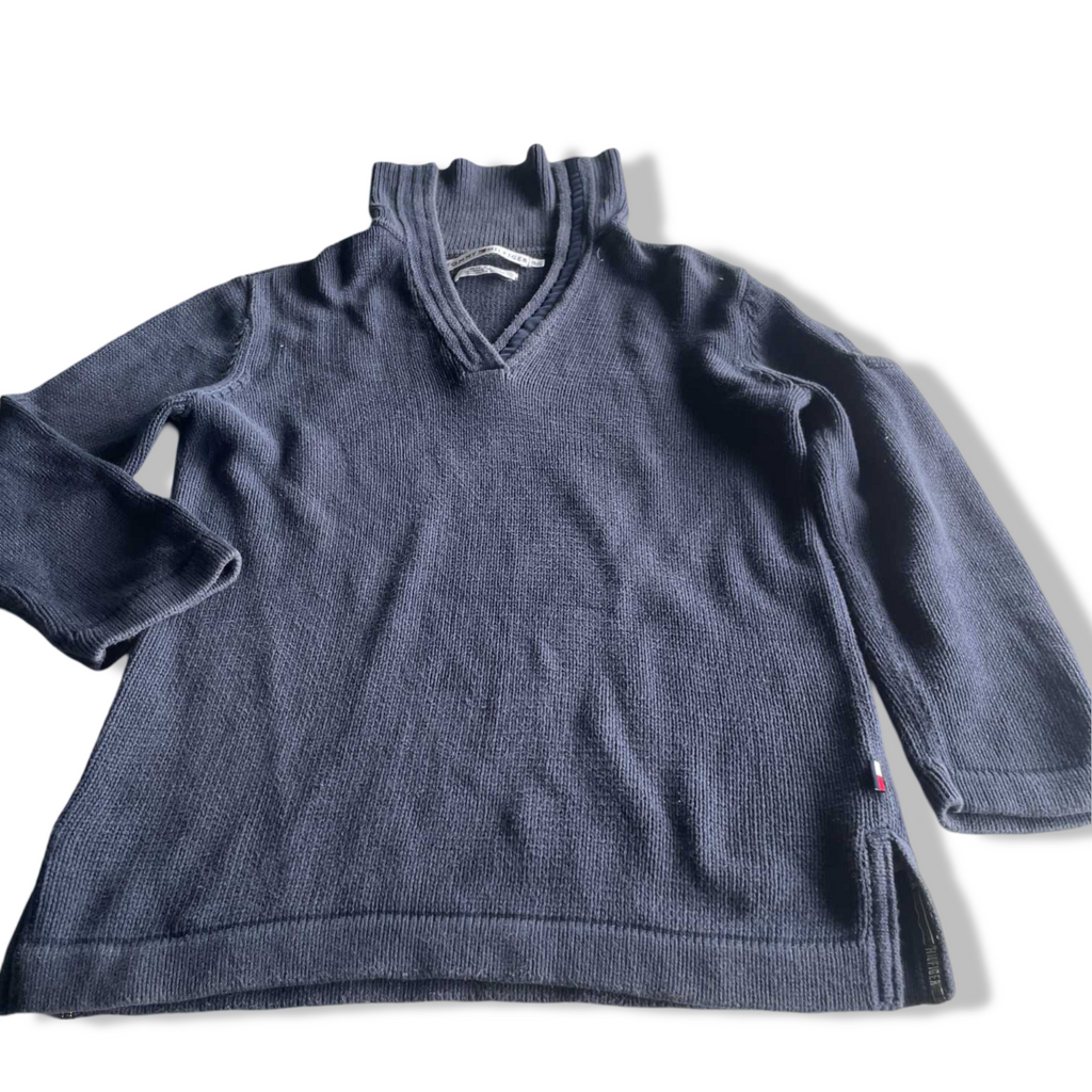 Vintage women Tommy hilfiger V-neck high neck cable knited sweater in S|L23 W17| SKU 5620