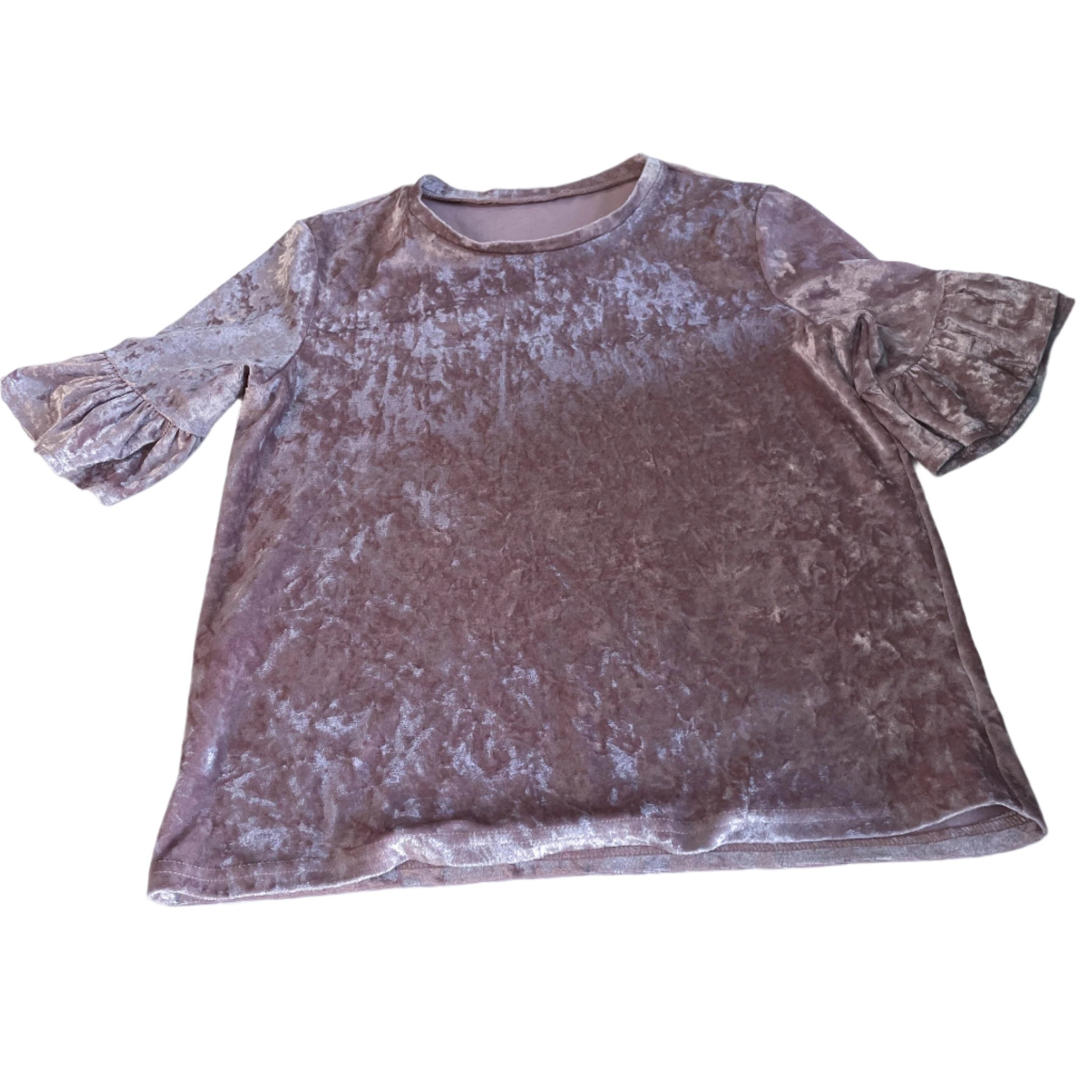 Vintage women Velvet brown Primark short sleeve top in M|SKU 6443