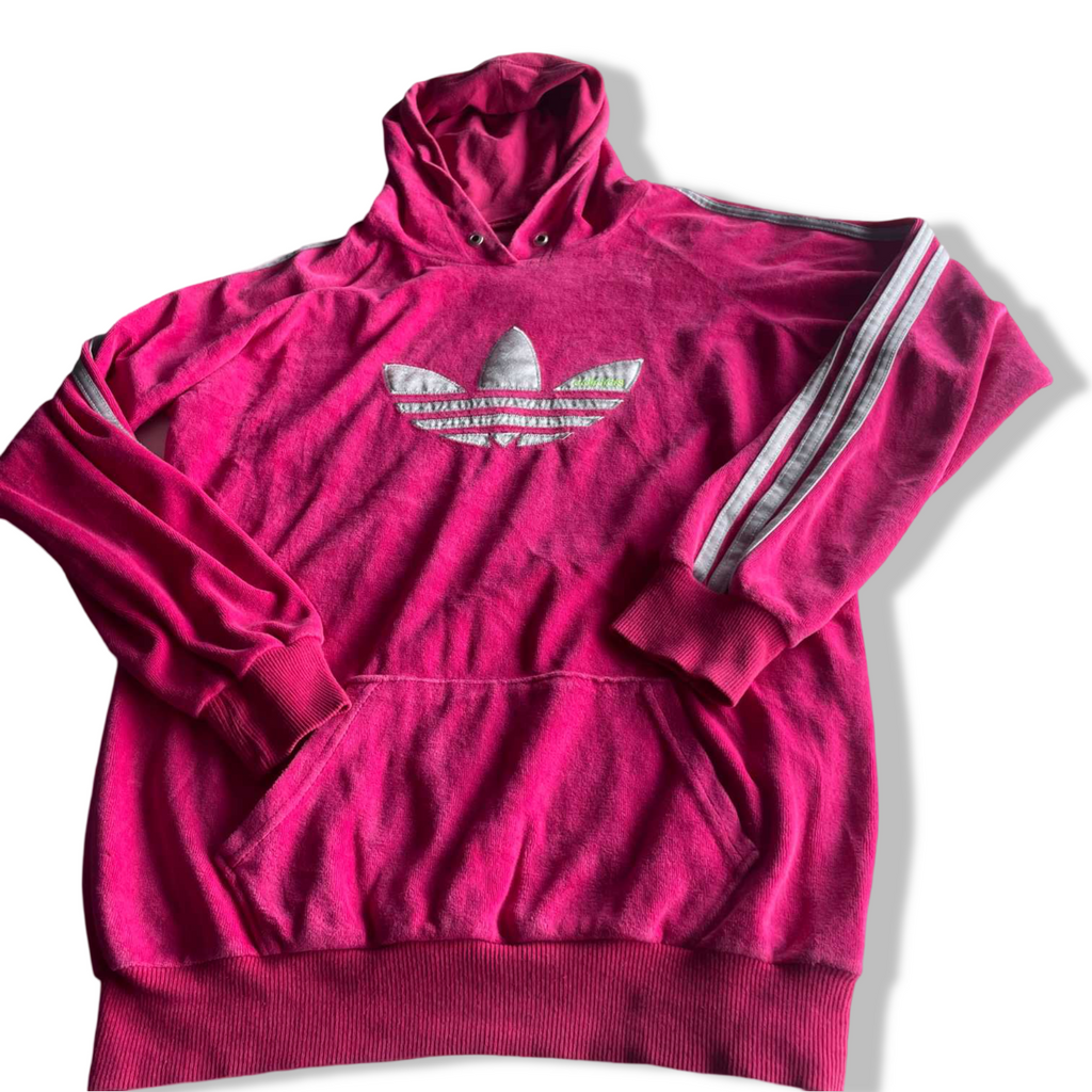 Vintage women adidas leaf logo stripe crest hoodie in L/M|L26 W19|SKU 5635