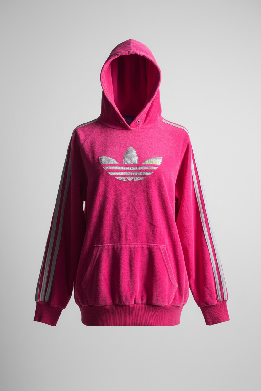 Vintage women adidas leaf logo stripe crest hoodie in L/M|L26 W19|SKU 5635