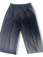 Vintage women black dotted chiffon wide leg crop trouser in L|L30 W18 |SKU 6304