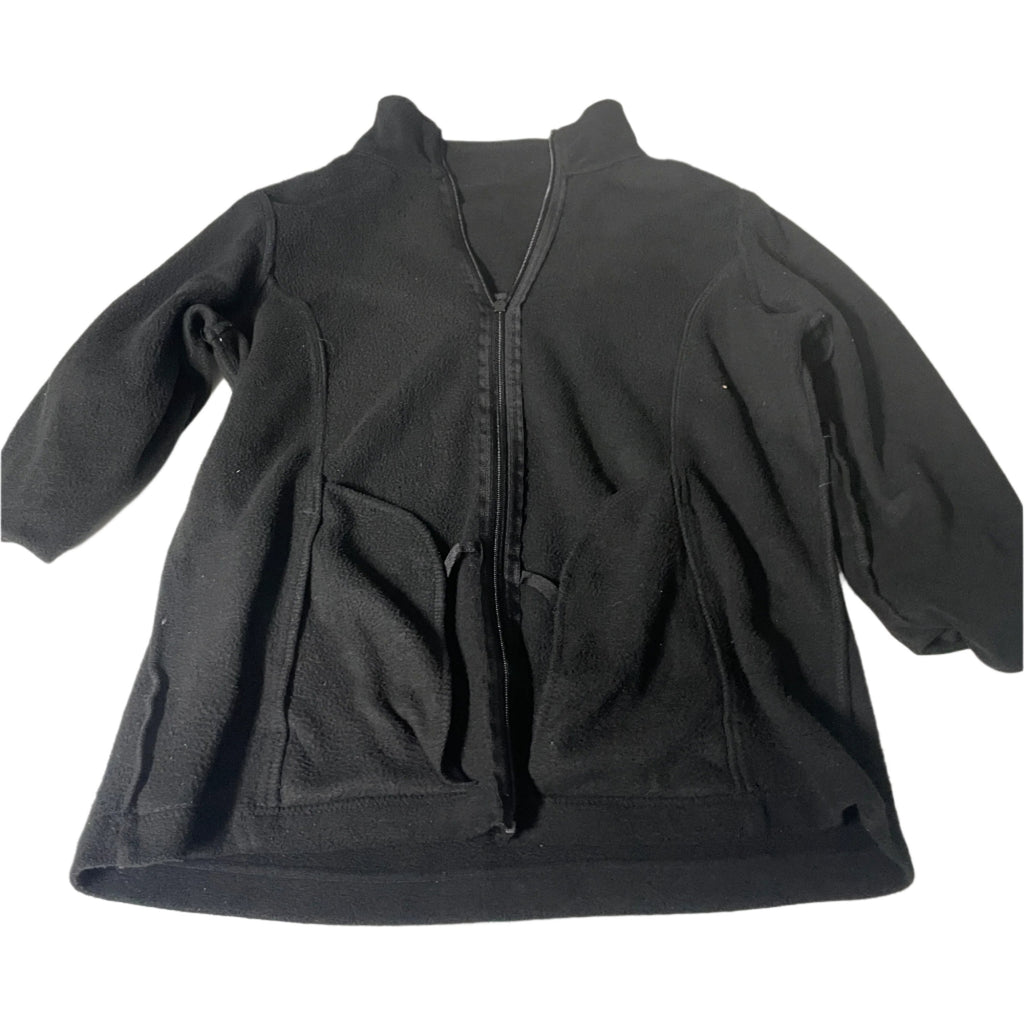 Vintage women black fleece full zip high neck sweater in M|L27 W19|SKU 6528