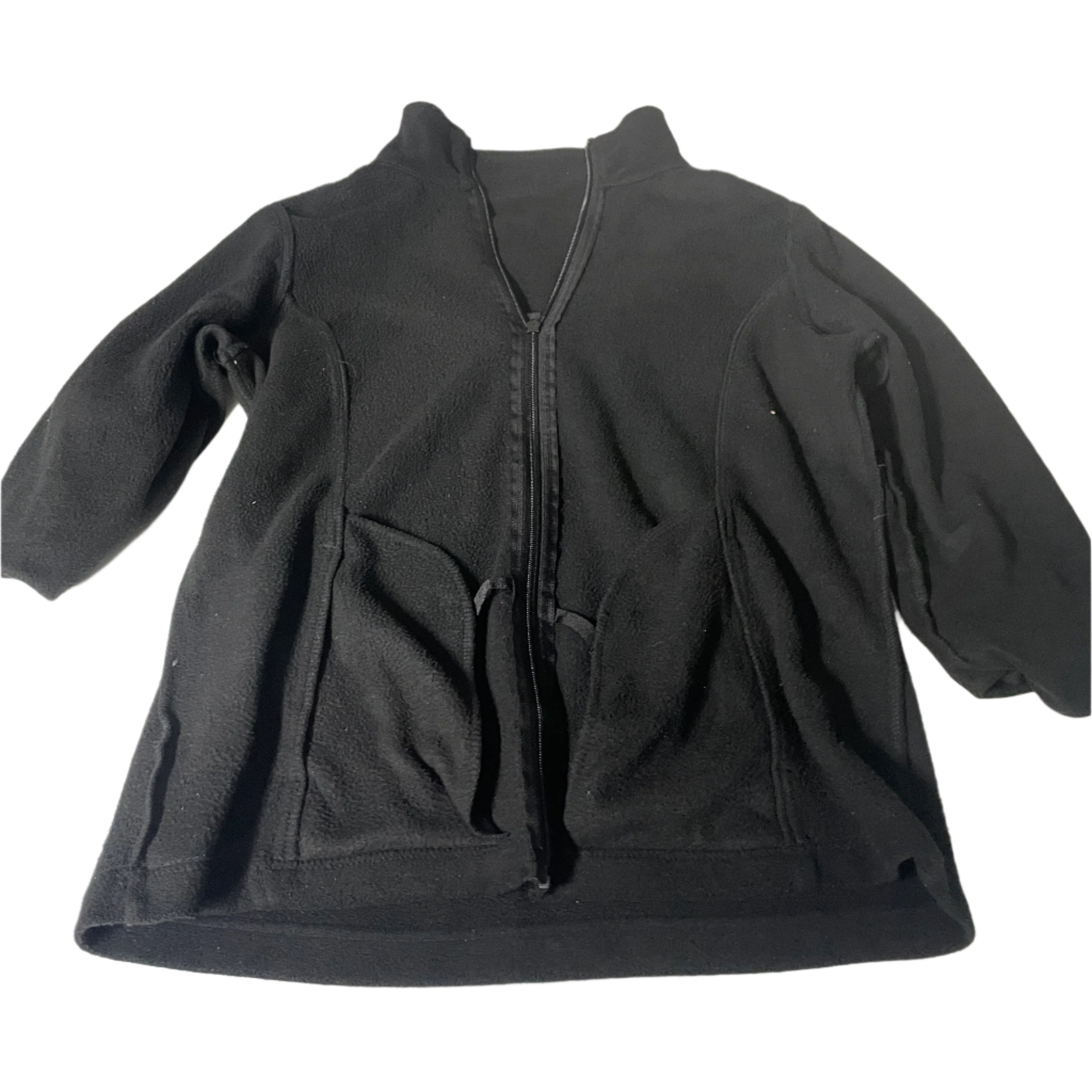 Vintage women black fleece full zip high neck sweater in M|L27 W19|SKU 6528