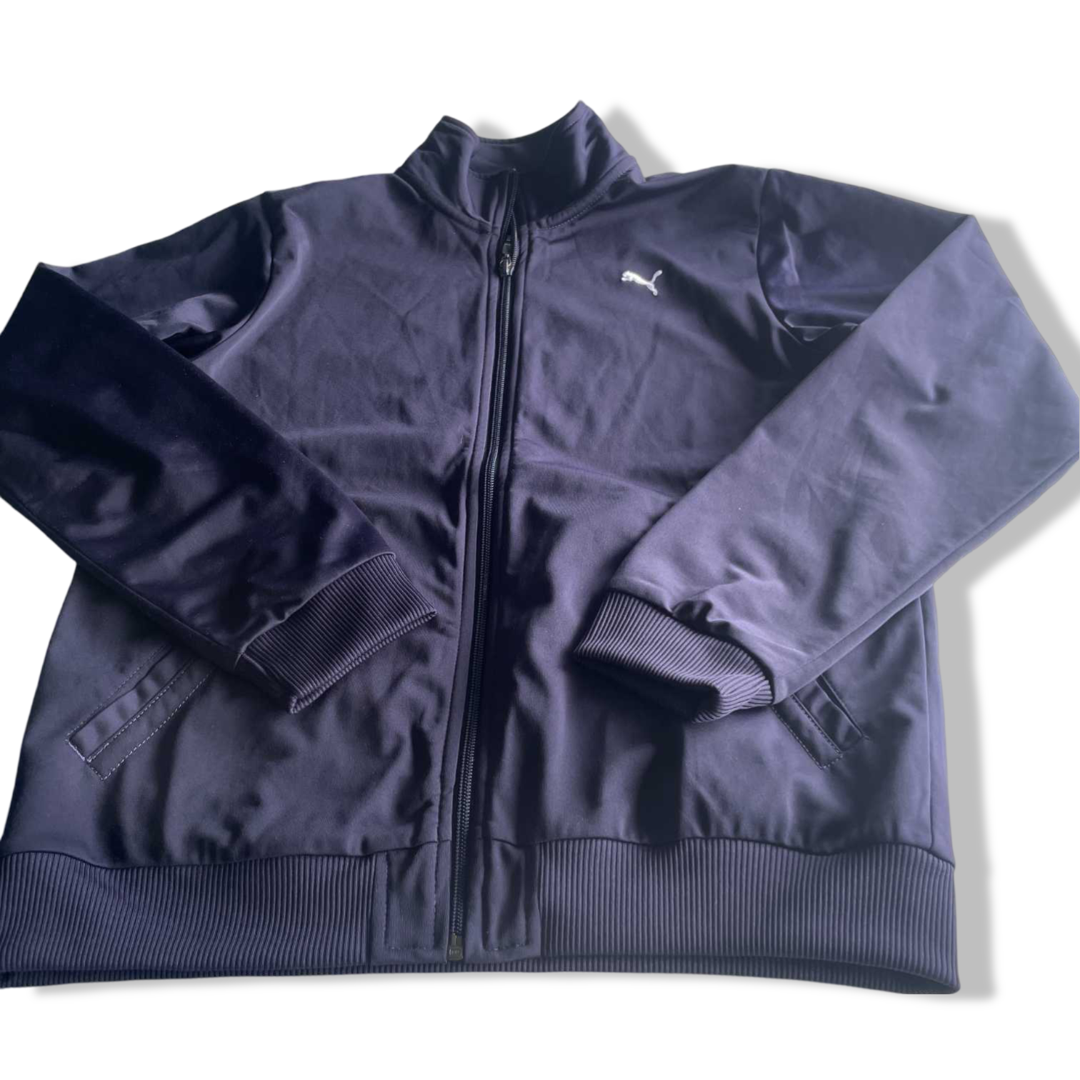 Vintage women black full zip puma wind breaker track top in XL|L26 W19| SKU 5631