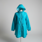 Vintage women blue hooded rain coat in M|L31 W20|SKU 5637