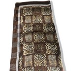 Vintage women brown animal print silk rectangle scarf |SKU 6312