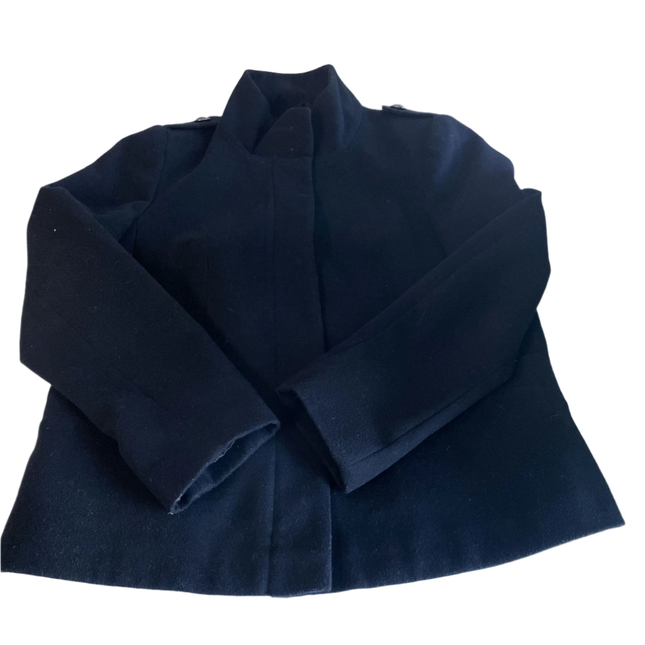 Vintage women casual wool navy coat UK 14|L29 W21|SKU 6435