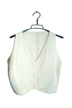 Vintage women cotton canvas V-neck button down beige waist coat UK10|L19 W19|SKU 6614