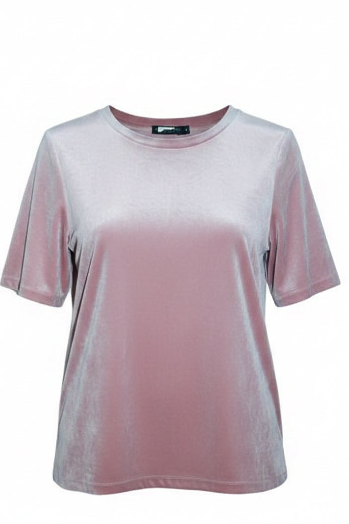 Vintage women cream velour short sleeve tees in M|L25 W20|SKU 6654