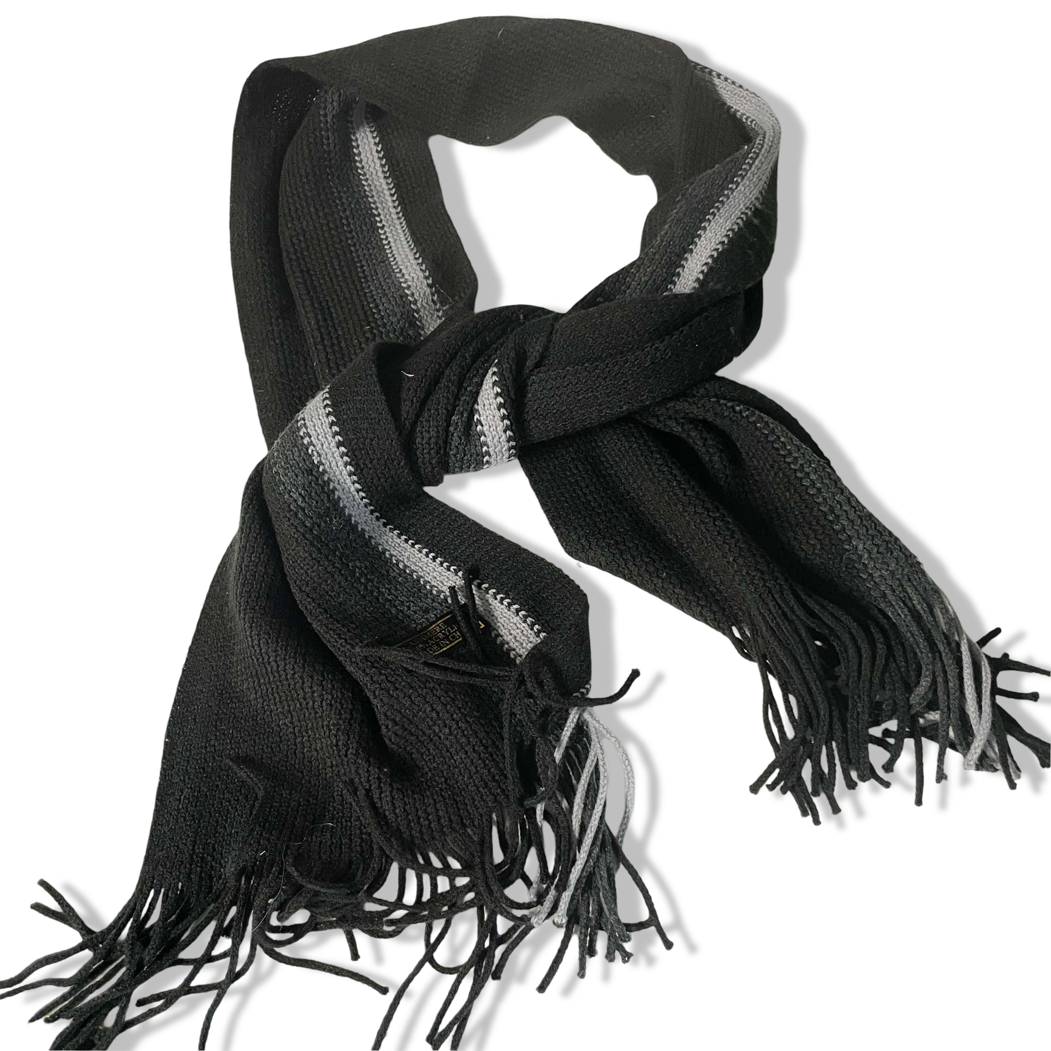 Vintage women grey cashmere arcylic rectangular scarf|L70 W9|SKU 6339