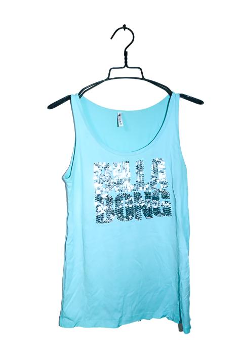 Vintage women studded Billabong print blue tank top in L|L26 W17|SKU 6549