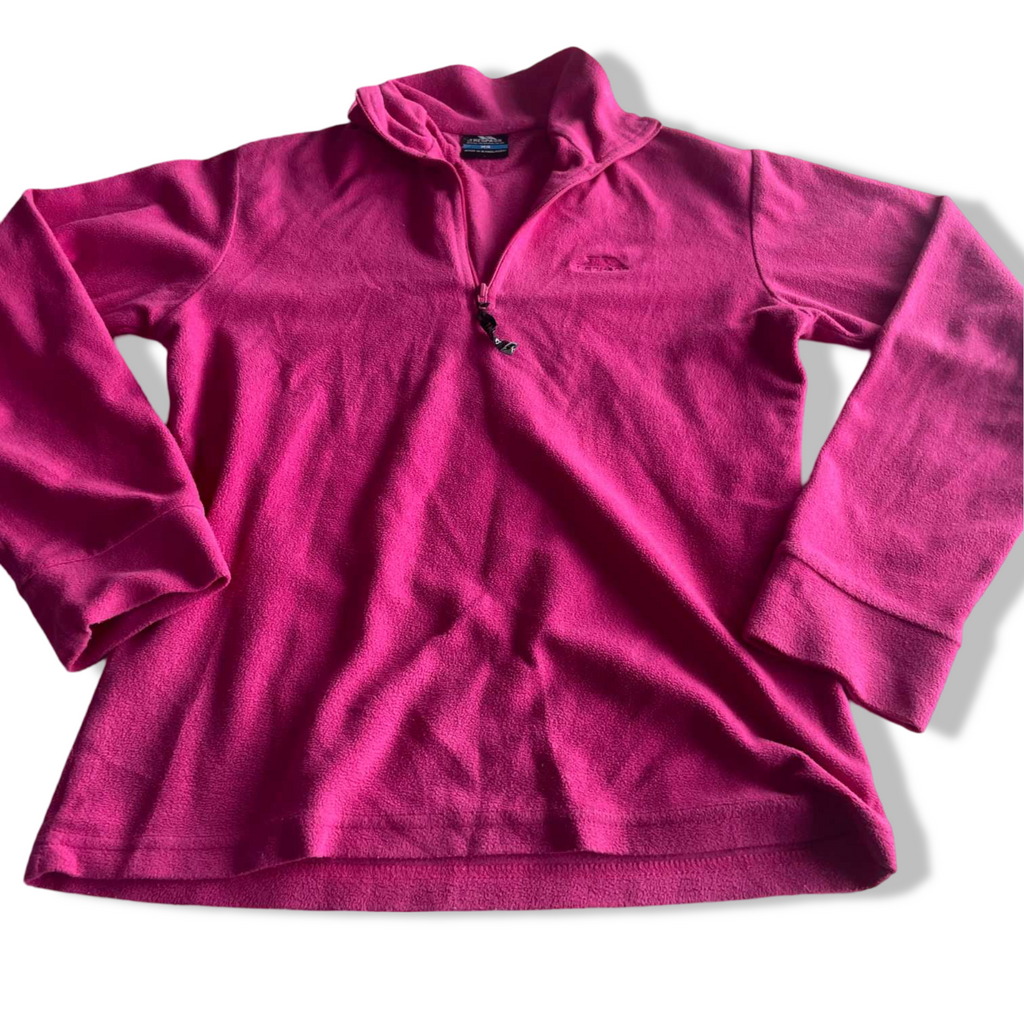 Vintage women trespass pink fleece 1/4 zip high neck sweater in XS|L26 W17|SKU 5583