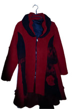 Vintage women winter red  fleece zipper long overcoat in M/L|L41 W24|SKU 6733